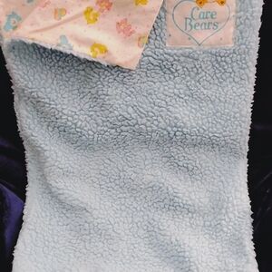 Care Bears Light Blue Sherpa Blanket with Pastel Bear Print